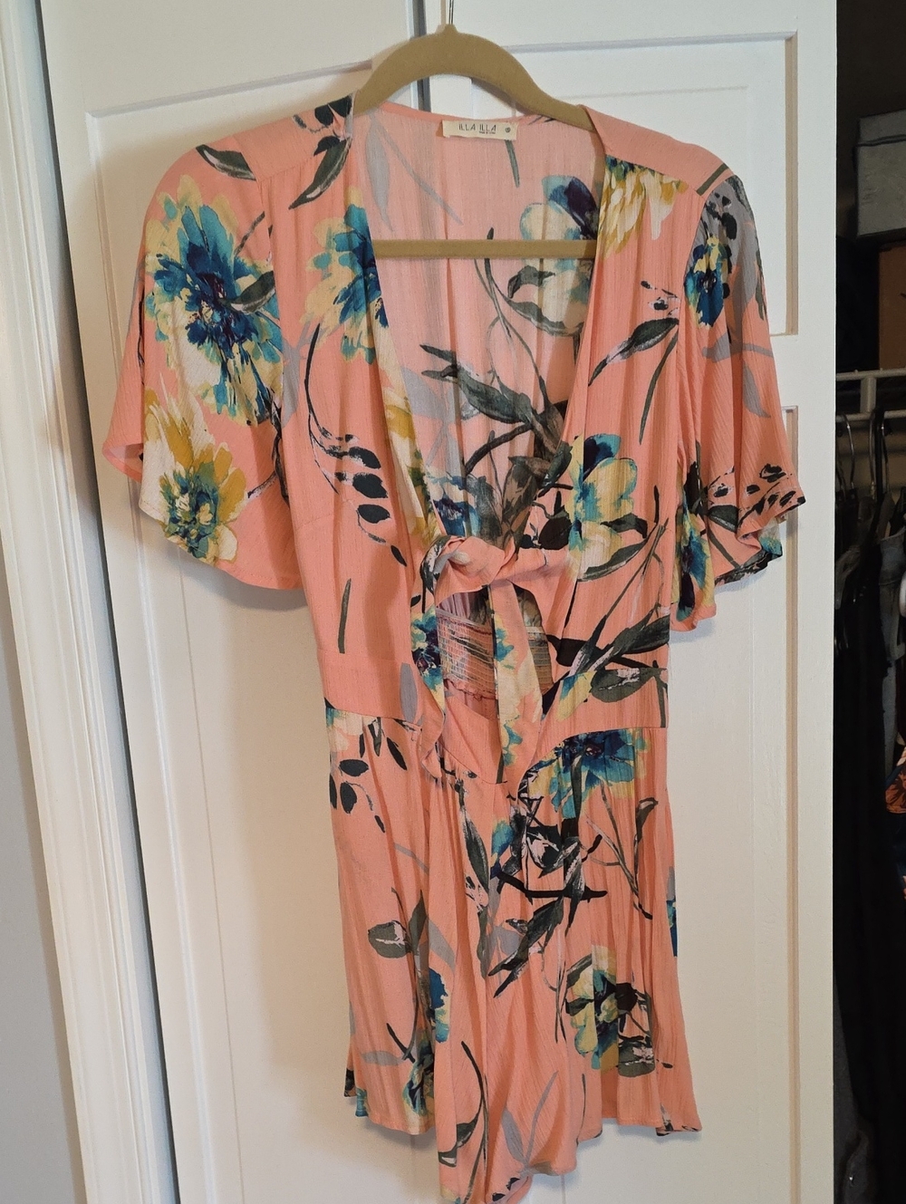 ILLA ILLA Peach Floral Tie-Front Mini Dress